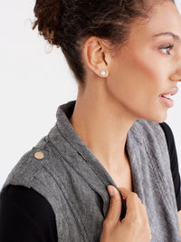 Twill Linen Drape Front Cardigan Color Black