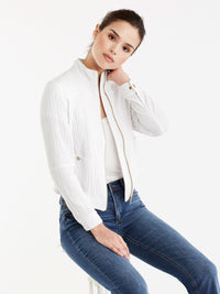 Zip Front Moto Jacket Color White