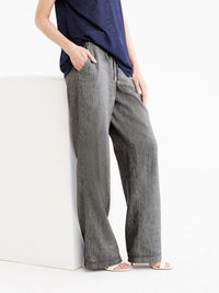 Drawstring Wide Leg Pants Color Black
