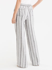 Drawstring Wide Leg Pants Color Black Ivory