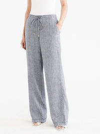 Drawstring Wide Leg Pants Color Dark Indigo