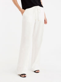 Drawstring Wide Leg Pants Color Ivory