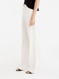 Drawstring Wide Leg Pants Color Ivory