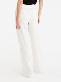 Drawstring Wide Leg Pants Color Ivory