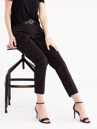 Grace Back Slit Ankle Pant Color Black Dot Combo