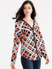 Belt Print Blouse Color Persimmon