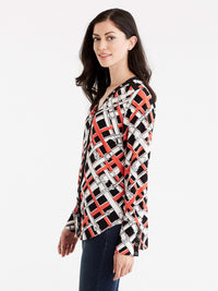 Belt Print Blouse Color Persimmon