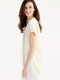 High-Low Roll-Tab Shirt Color Canary