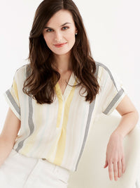 High-Low Roll-Tab Shirt Color Canary