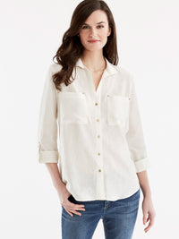 Stand Collar Shirt Color Ivory