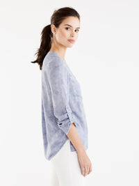 V-Neck Tie Dye Blouse Color Dusty Blue
