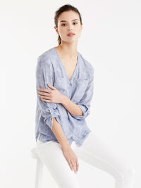 V-Neck Tie Dye Blouse Color Dusty Blue