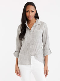 Pinstripe Roll Tab Shirt Color Black