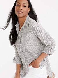 Pinstripe Roll Tab Shirt Color Black