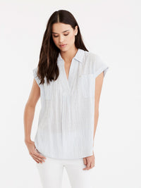 Pinstripe Popover Shirt Color Celestial Blue