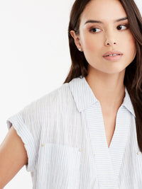 Pinstripe Popover Shirt Color Celestial Blue