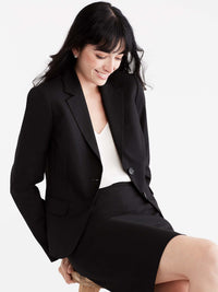Washable Black Cropped Two-Button Jacket Color Black