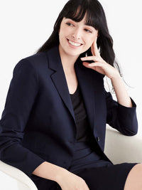 Washable Cropped Two-Button Jacket Color Navy
