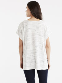 Split Crew Neck Dolman Tee Color Black Combo