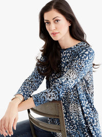 Animal Print High-Low Tunic Color Storm Combo