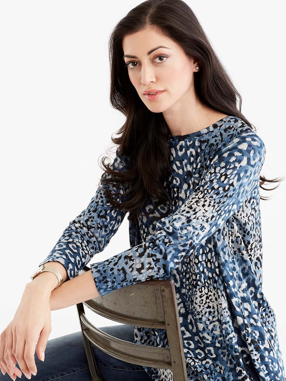 Animal Print High-Low Tunic Color Storm Combo