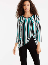 Striped 3/4-Sleeve Tunic Color Jasper Combo