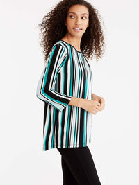 Striped 3/4-Sleeve Tunic Color Jasper Combo