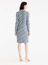 Chevron Mock Neck Dress Color Storm