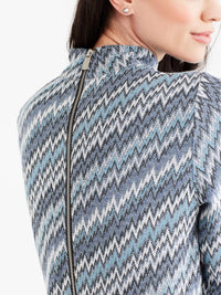 Chevron Mock Neck Dress Color Storm