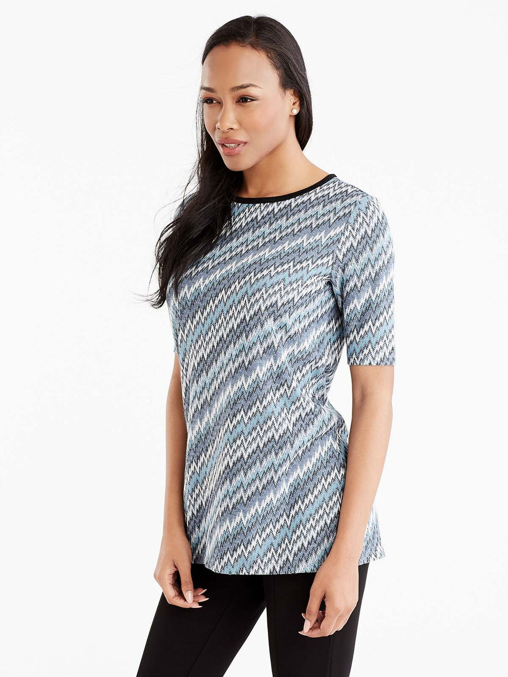 Chevron Side Slit Tee Color Storm