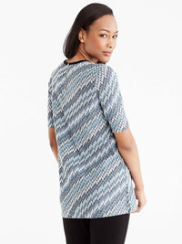 Chevron Side Slit Tee Color Storm