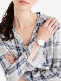 Plaid Lace-Back Shirt Color Storm