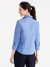 Non-Iron 3/4-Sleeve Shirt Color French Blue