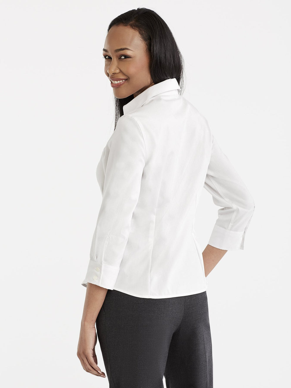 Non-Iron 3/4-Sleeve Shirt Color White
