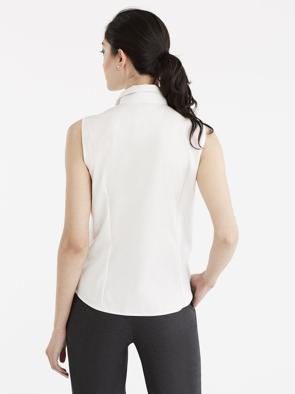 Non-Iron Sleeveless Shirt Color White
