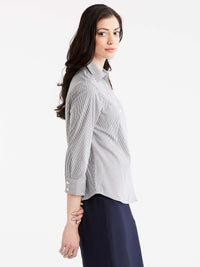 Monochrome Non-Iron 3/4-Sleeve Shirt Color Black/White