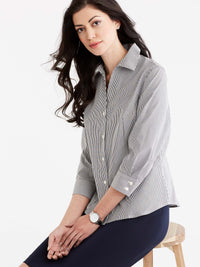 Monochrome Non-Iron 3/4-Sleeve Shirt Color Black/White
