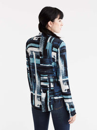 Abstract Turtleneck With Scrunched Cuff Color Viridian Combo