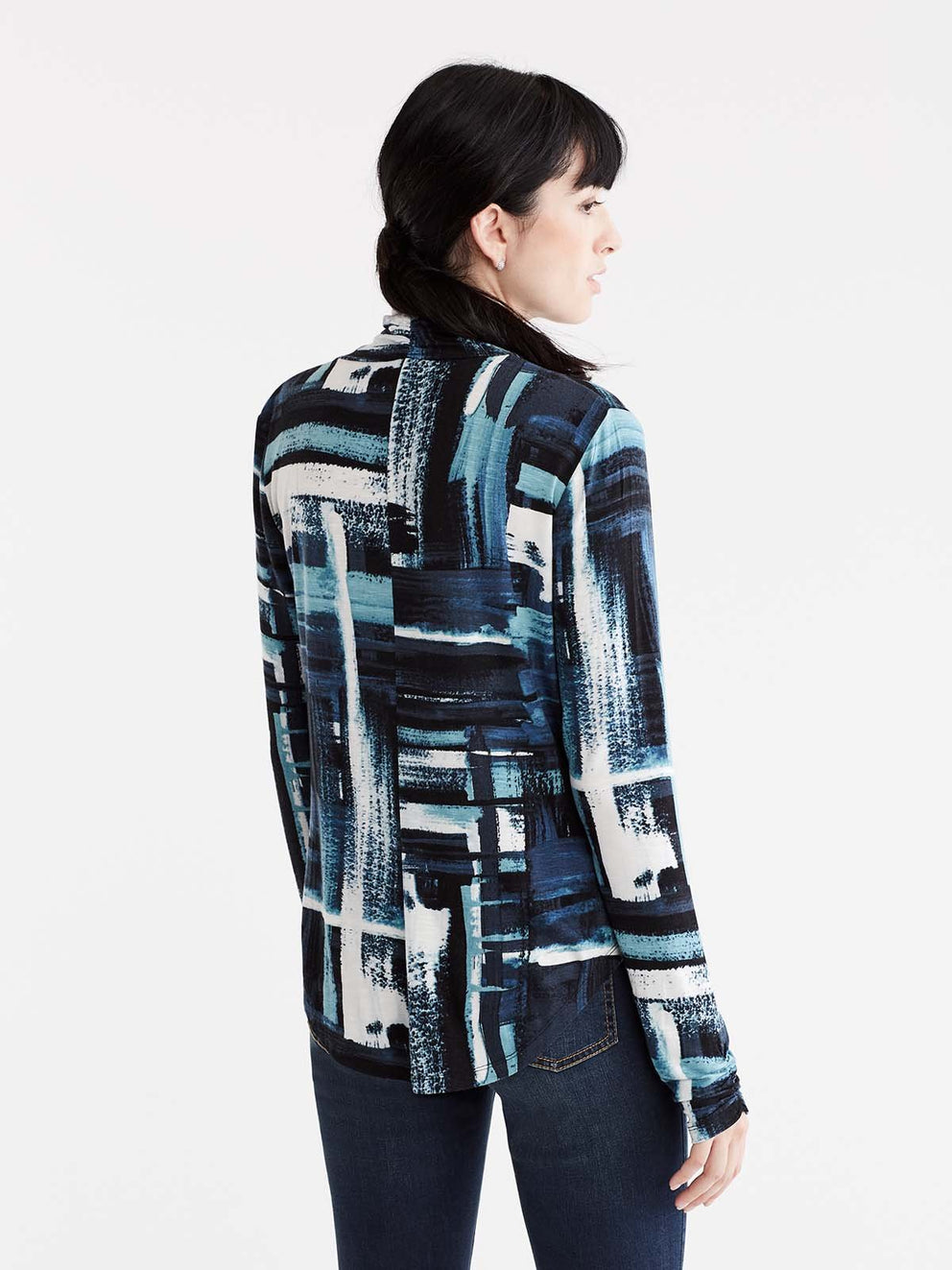 Abstract Turtleneck With Scrunched Cuff Color Viridian Combo