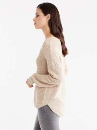 Drop Sleeve Boat Neck Sweater Color Camel Heather