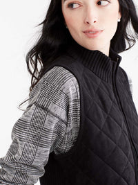 Quilted Front Zip Vest Color Black