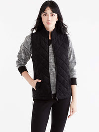 Quilted Front Zip Vest Color Black