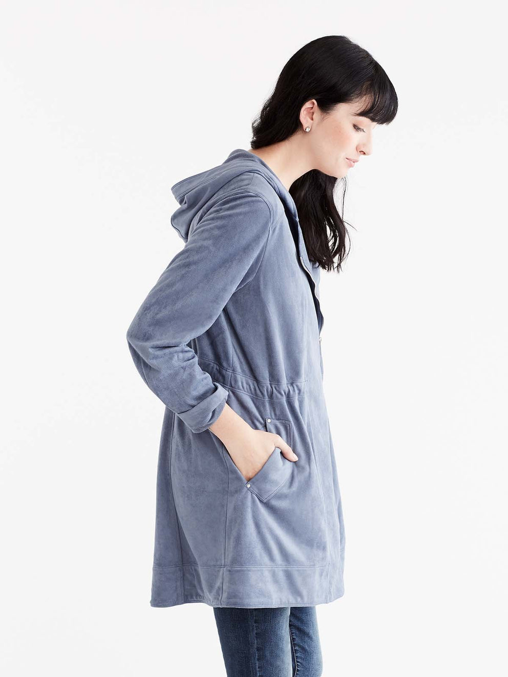 Brushed Faux Suede Zip Anorak Color Light Storm