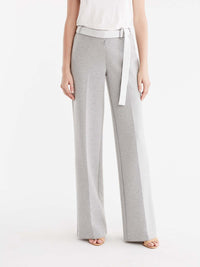 Belted Wide Leg Knit Trouser Color Silver Grey Heather