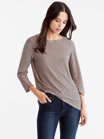 Velvet Striped Boat Neck Top