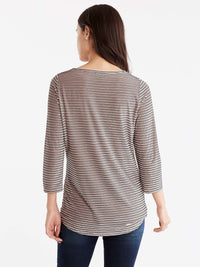 Velvet Striped Boat Neck Top Color Pink