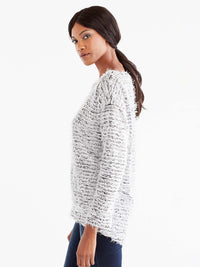 Ivory High-Low Eyelash Sweater Color Ivory