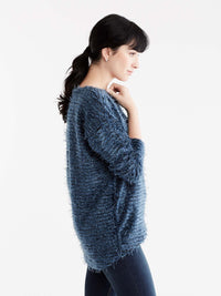 Storm High-Low Eyelash Sweater Color Blue