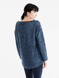 Storm High-Low Eyelash Sweater Color Blue