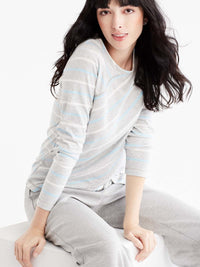 Striped Handkerchief-Hem Top Color Silver Grey Heather